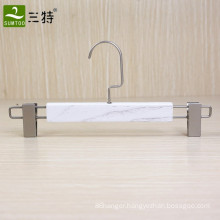white wood multi pants hanger with flat clips